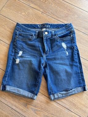 White House Black Market Dark Blue Rolled Hem Denim Shorts